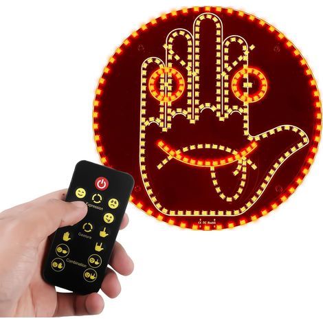 Fingerlicht und Gesichtsausdrucksanzeige fürs Auto, Gestenlicht fürs Auto, Handgestenanzeige, 2-in-1-Fingerausdrucksanzeige, lächelndes Autolicht, cooles und witziges Accessoire (1/5)