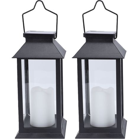 Lanternes solaires suspendues d'extérieur, 2 pièces, bougies LED vacillantes sans flamme, pour Patio, porche, arrière-cour, Table extérieure (1/5)