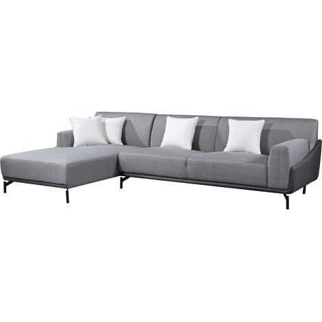 Ecksofa Links Pärumm Puglia 300x90/175x80 cm 3-Sitze Grau mit Kissen