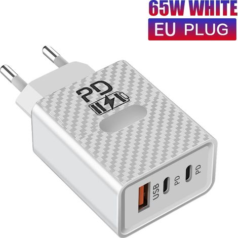 Chargeur USB 65 W à 3 ports pour iPhone 15, Samsung et Xiaomi (chargeur rapide PD). (1/5)