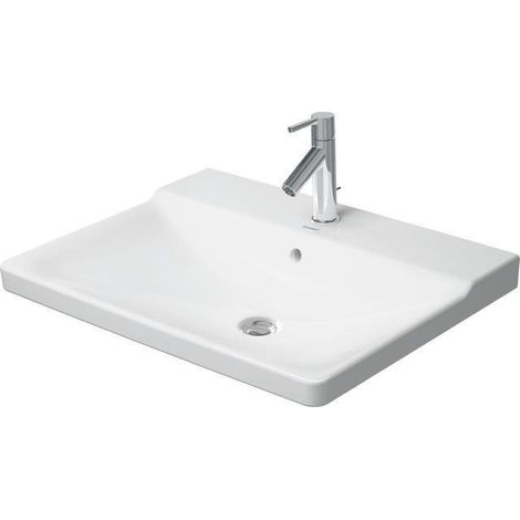 Lavabo DU P3 Comforts 650 mm avec trop-plein, avec bonde, sans bonde, blanc