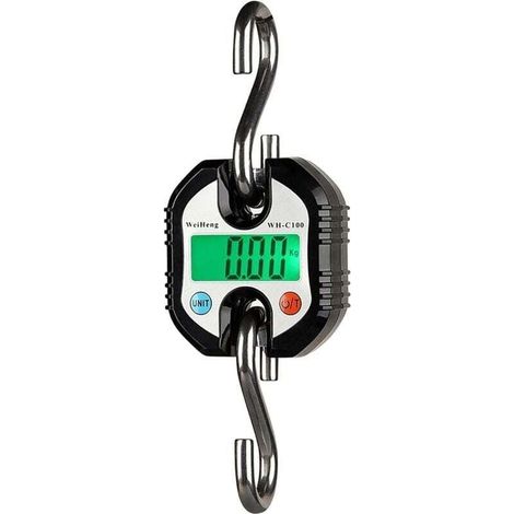 Bilancia digitale, bilancia a gancio, mini bilancia portatile a sospensione con schermo LCD, bilancia elettronica da 150 kg, bilancia a gancio a sospensione, dinamometro, bilancia a gancio LCD (nera), (1/4)
