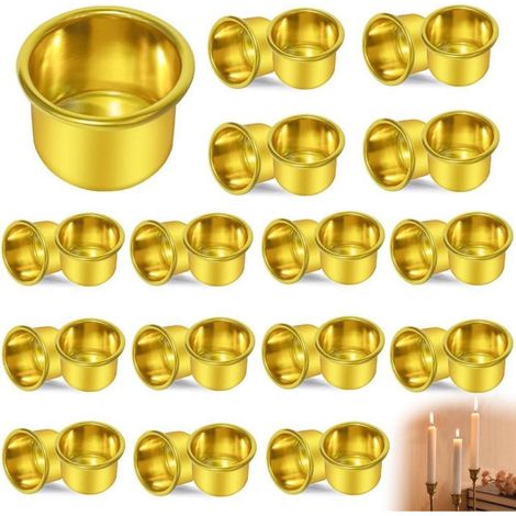 30x Kerzenhalter für Stabkerzen, Gold, Mini Kerze Einsätze für Tischdeko (1/5)