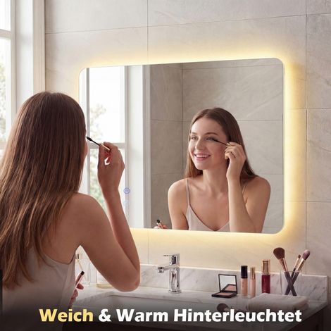 LED-Badezimmerspiegel, 70 x 50 cm, beschlagfrei, verstellbare Beleuchtung