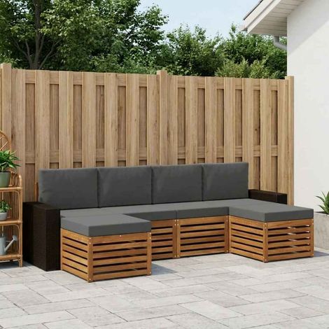vidaXL Sofagarnituren 6 pcs Natur und Anthrazit Massivholz Akazie (1/5)