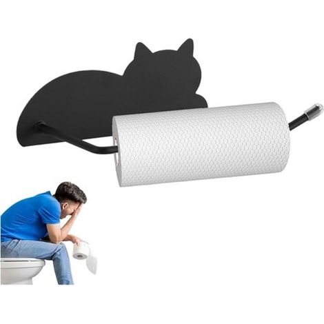 Porte-rouleau de papier toilette - Porte-rouleau de papier toilette - Porte-rouleau de papier toilette - Porte-rouleau de papier - Porte-film alimentaire mural - Porte-rouleau de cuisine noir (1/5)
