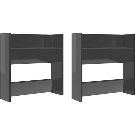 Maison Exclusive - Scarpiere a Muro 2pz Grigio Lucido 60x18x60cm Legno Multistrato (1/5)
