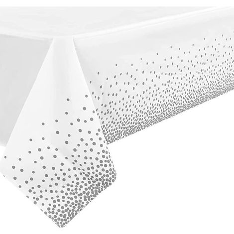 Nappe jetable en plastique - DOK - 2 pièces - 273x138 cm - Rectangle - À pois argenté - Étanche - Anti-tache (1/2)