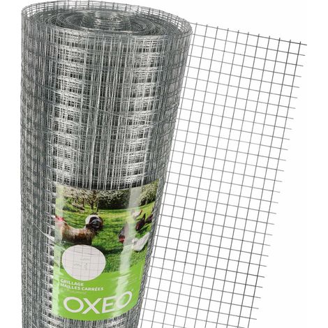 Grillage à poule 30m Haut 1m - Acier galvanisé – Maille carré 16x16mm - Filet de clôture pour poulailler - Epaisseur fil 0,8mm (1/5)