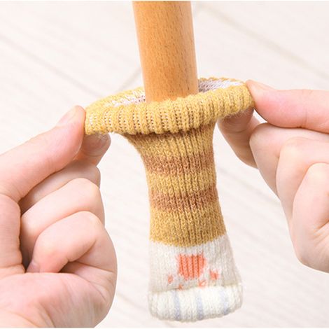 Dicke, doppellagige, verschleißfeste und geräuschlose Tisch- und Stuhlbeinschoner mit Katzenpfotenabdruck-Design, 4er-Set (1/5)