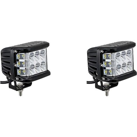 2X Auto Triple Éclairage latéral Projecteur de travail Plafonnier Lumière clignotante à rafale Phare Projecteur Lumière stroboscopique B()