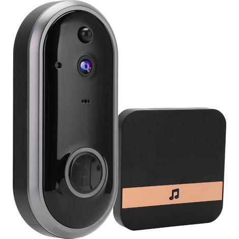 1080p Wi-Fi-Videotürklingel mit Zwei-Wege-Audio, Infrarot-Nachtsicht und Bewegungserkennung für Zuhause (90-260 V, grau, europäischer Stecker). (1/5)