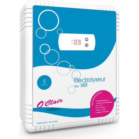 Piscine Center O'Clair – Electrolyseur au sel pour piscines jusqu'à 60m3 – Production réglable 0-10 – Cellule autonettoyante – Compatible tous types de filtration (1/7)
