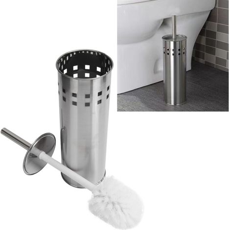 Ensemble brosse de toilette et ventouse en acier inoxydable pour toilettes de salle de bain (1/5)