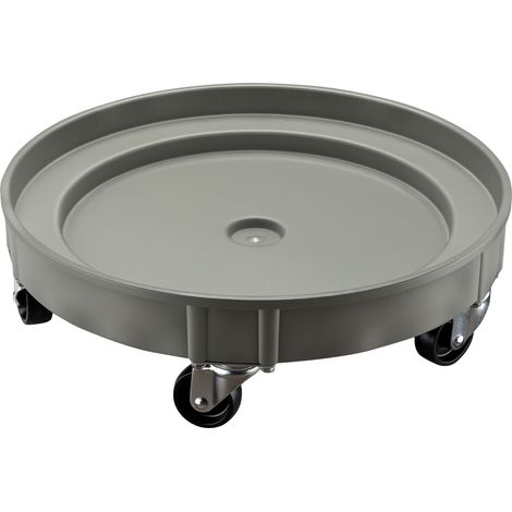 Wiltec Base rodante para bidones 400 kg soporte con 4 ruedas giratorias, ideal para garajes y talleres, plataforma para transportar tambores y otros objetos grandes, polipropileno duradero