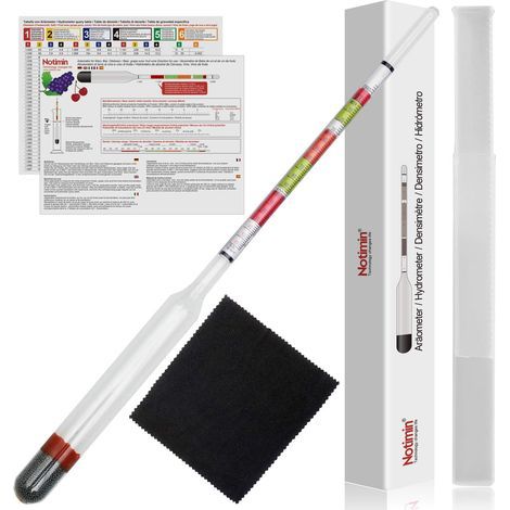 Hydrometer, Density 0.990-1.160, Brix Scale 0-35, Alcohol 0-20%, For Beer and Wine (1/5)