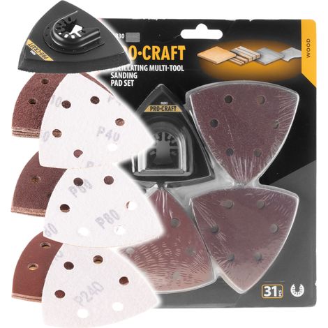 Kit de ponçage Procraft MB30, 31 pièces, P40 / P80 / P240 pour outils multifonctions oscillants (1/5)