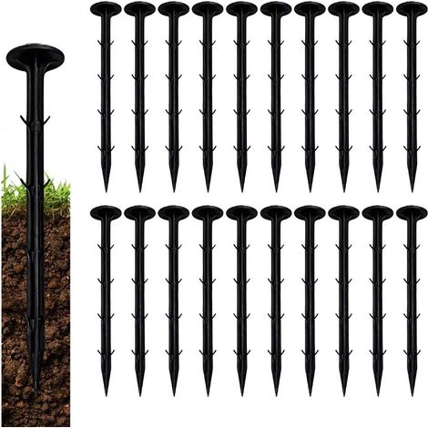 Irovami Piquets bordure jardin – 50, 20cm, noir, paillage/tente (1/5)