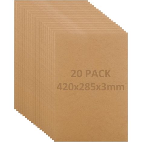 Lot de 20 planches en bois MDF de 420 x 285 x 3 mm d'épaisseur, feuilles vierges en MDF pour peinture, modélisation, gravure, chantournage (1/5)