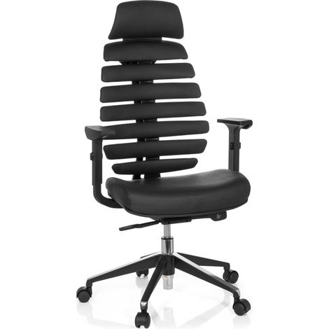 Bürostuhl / Drehstuhl ERGO LINE II PRO Leder schwarz hjh OFFICE (1/5)