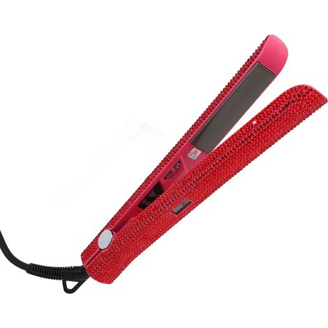 Lisseur professionnel pour cheveux roux, fer à lisser en titane avec strass, prise UE 220 V (1/5)