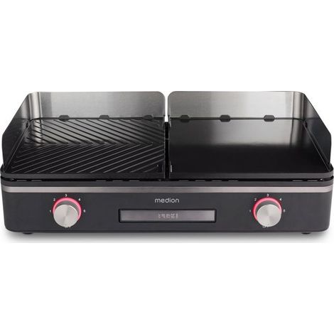 Grill barbecue/plancha électrique - MEDION MD12027 - 2400W - 2 plaques amovibles compatibles lave-vaisselle (1/5)