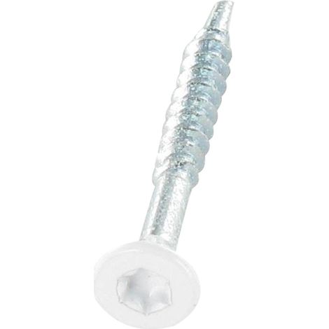 VBA Vis bois agglo Médium Tête fraisée Cranté TORX T20 4X35 Filetée sur 24 Acier zingué RAL9010 blanc pur-10 pièces (1/5)