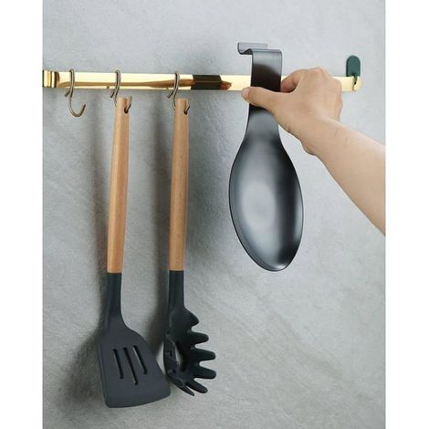 Repose Cuillère En Noir Mat, Porte Cuillère En Acier Inoxydable Pour Cuisinière, Porte Stensiles De Cuisine Pour Louches, Pinces (1/4)