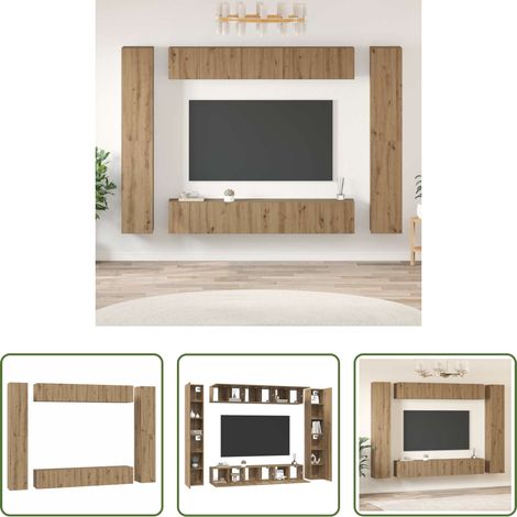 TV-Schrank Holz - TV-Schrankset Wandmontiert 10 pcs Artisan-Eiche Holzwerkstoff (1/5)