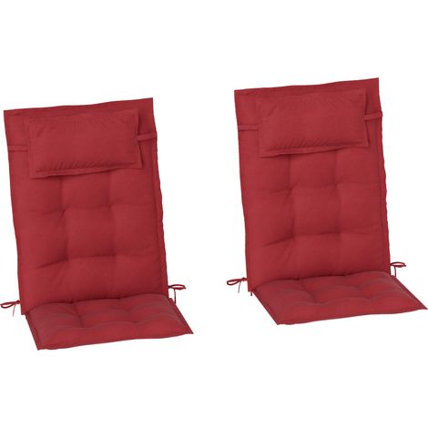 Set de 2 Coussins pour Chaise Longue Jardin 50x116x5 cm, Polyester Résistant, Rouge Bordeaux (1/5)