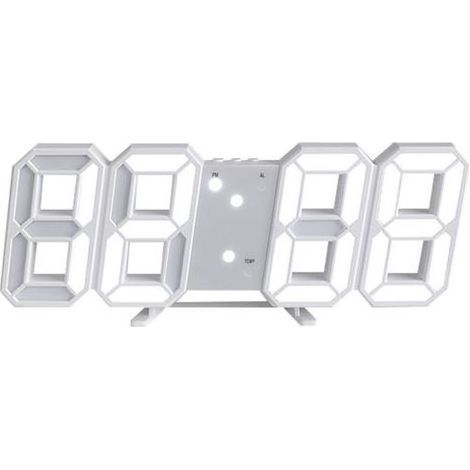 Horloge murale numérique LED 3D avec veilleuse décorative, réveil numérique LED à intensité réglable, convient aux cuisines, chambres et bureaux, blanc. (1/5)
