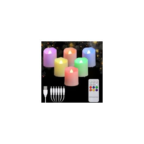 Lot de 6 Bougies LED Sans Flamme RGB avec Télécommande et Minuterie, Effet Vacillant Réaliste, Décoration Intérieure Noël (1/4)