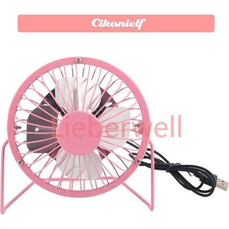Zerone Mini Portable Fan, Silent USB Fan, Iron Art Craft Design, Rechargeable, Rose Color, for Home and Office Use (1/5)
