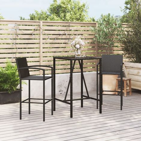 vidaXL Ensemble de bar de jardin 3 pcs noir résine tressée (1/5)