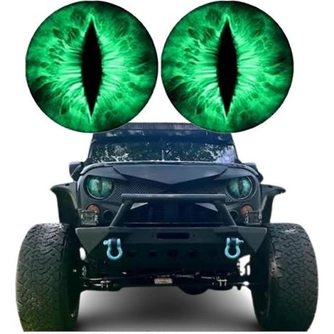 Lot de 2 autocollants yeux de bête pour phares, autocollants amusants, compatibles avec les carrosseries, vitres et pare-chocs de camions ou de voitures, autocollants yeux 3D stéréoscopiques, yeux ron (1/5)