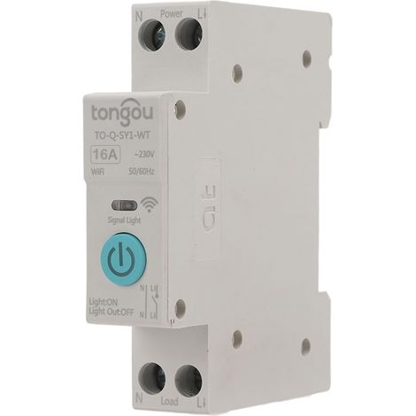 WIFI Smart Switch Disjoncteur Téléphone sans Fil Télécommande DIN35 Rail Cycle Timing Compte à Rebours Minuterie Fonction de Temps Télécommande Blanc Convient pour la Maison Intelligente(16A) (1/5)