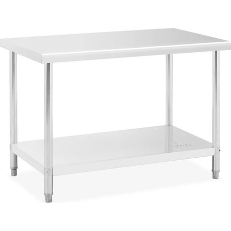 Royal Catering – Table de travail en inox 120 x 70 cm – Capacité de charge 115 kg – Design à deux niveaux pour cuisine professionnelle (1/10)