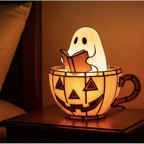 Lampe Fantôme Halloween - Veilleuse Lecture Livre avec Effet Flamme Vacillante - Décoration Intérieure Fête et Saison - 1 Pièce (1/5)