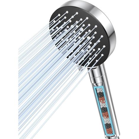Duschkopf mit 6 Strahlarten, wassersparend, Hochdruck, 3-fach Filter (1/5)