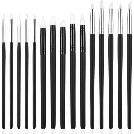 Pinceaux Silicone - Lot de 15 Pinceaux pour Modelage Argile Peinture par Numéro Sculpture Artisanat