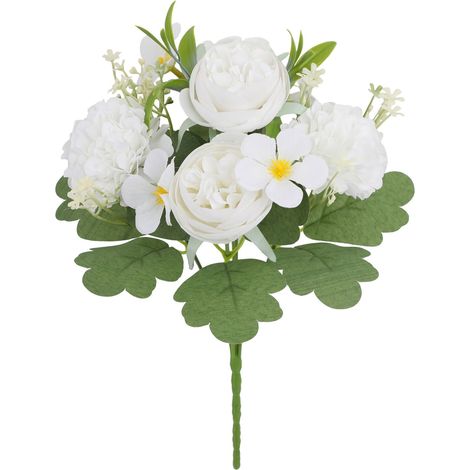 Bouquet De Pivoines Artificielles - 30 X 18 X 5 Cm - Blanc - Pour Décoration Intérieure Extérieure Mariage Fêtes - 1 Pièce (1/5)