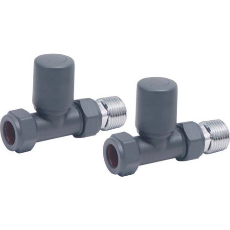 Orbit Designer Manual Straight Radiator Valves Pair - Anthracite