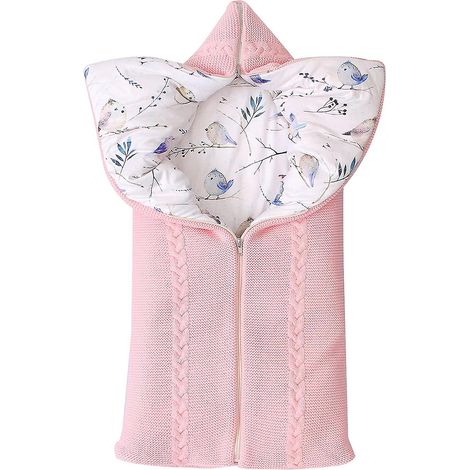 Gigoteuse d'hiver rose pour nouveau-né avec fermeture éclair et couverture chaude (1/5)