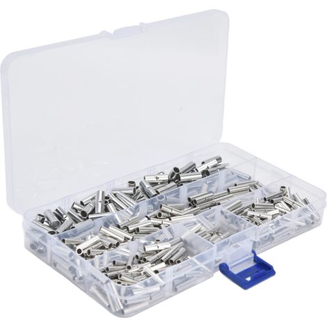 Lot de 450 raccords cuivre étamé non isolés à sertir pour câble électrique avec butée et boîte de rangement (1/5)
