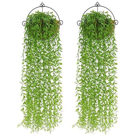 AIDUCHO 2 Pièces Plante Artificielle Suspendue, Plantes Artificielles De 95 Cm Feuilles De Saule De Lierre Plantes En Plastique, Décoration De Plante De Vigne Suspendue De Jardin De Mariage -A (1/5)