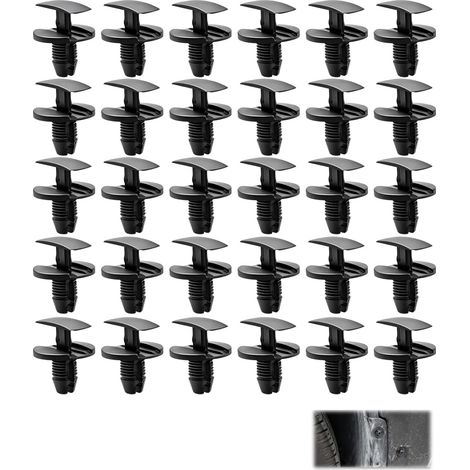 30 Pièces Clips Fixation Parechocs, Rivets en Plastique Attaches, Garde Boue Rivets Clips Retenue, Clip de Fixation en Plastique pour Voiture, Rivet Universels Pare Chocs et Garniture de Portière (1/5)