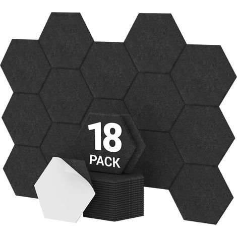 Panneaux insonorisants hexagonaux pour stus, bureaux et maisons, 18 pièces, 30 x 26 x 1 cm, noir (1/5)