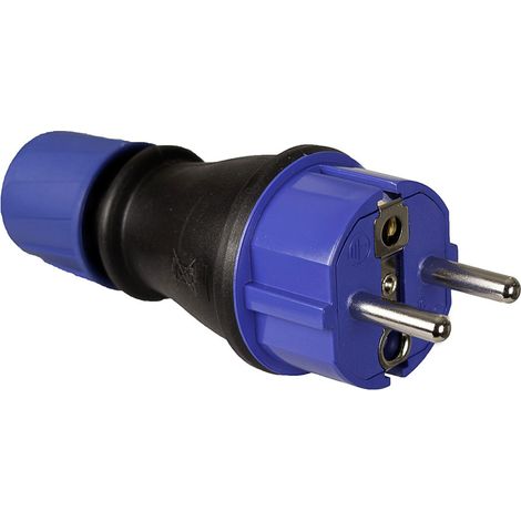 Spina Schuko in Gomma 4.8mm 16A 250V t/tl IP54 Nera con Pressacavo Solera 706T