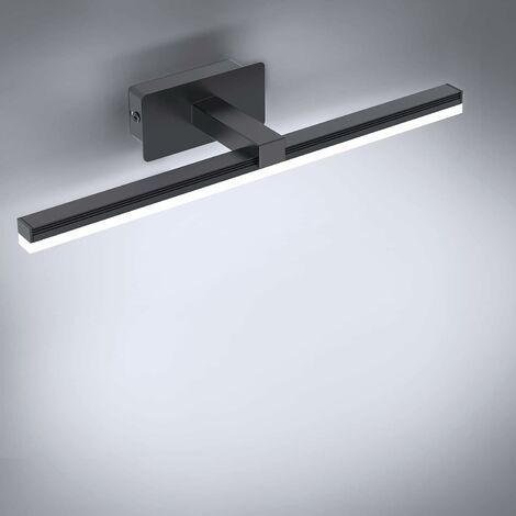 9-W-LED-Spiegelleuchte, kaltweißes 6000-K-Badezimmerspiegellicht, 40-cm-Frontspiegelbeleuchtung, 720-lm-Badezimmerschrankbeleuchtung, schwarze LED-Wandspiegelleuchte (ohne Schalter)