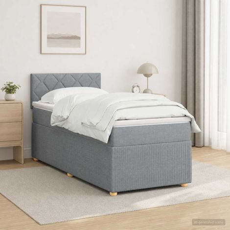 Letto box spring con materasso Grigio Chiaro 90 x 190 cm vidaXL (1/5)